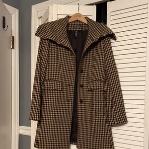 Ralph Lauren Black and Brown Houndstooth Trench Coat